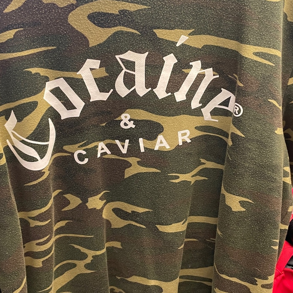 Cocaine & Caviar. Camo Green Men's Sweater - Picture 2 of 3